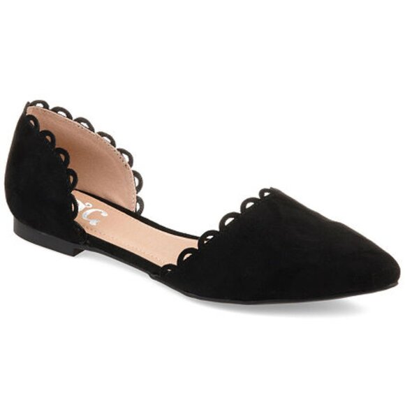 Journee Collection Women's Jezlin Scalloped Flats - Black Size 9 - Picture 1 of 1